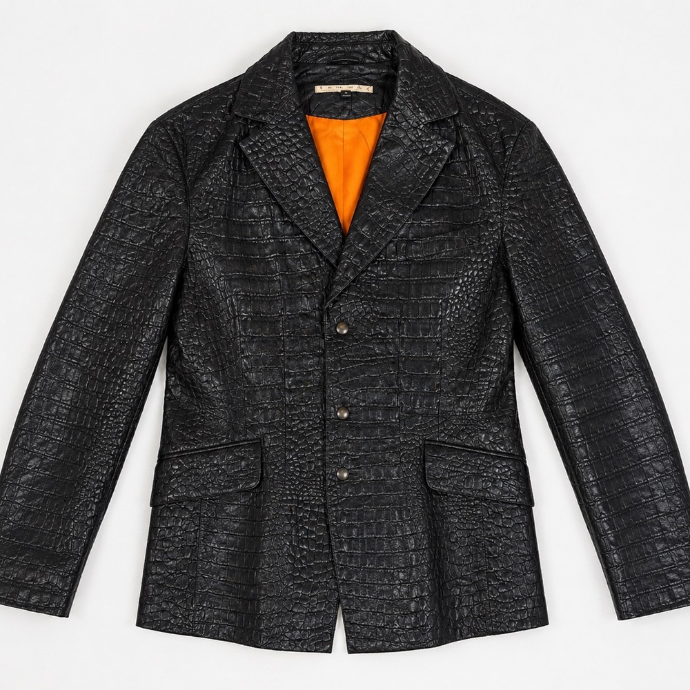 Genuine Leather Black Crocodile Jacket